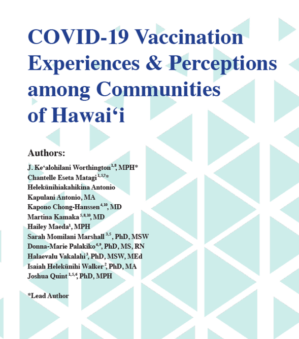 Report Cover COVID 19 Vaccination Experiences and Perceptions Among Communities of Hawaii 2022 1117